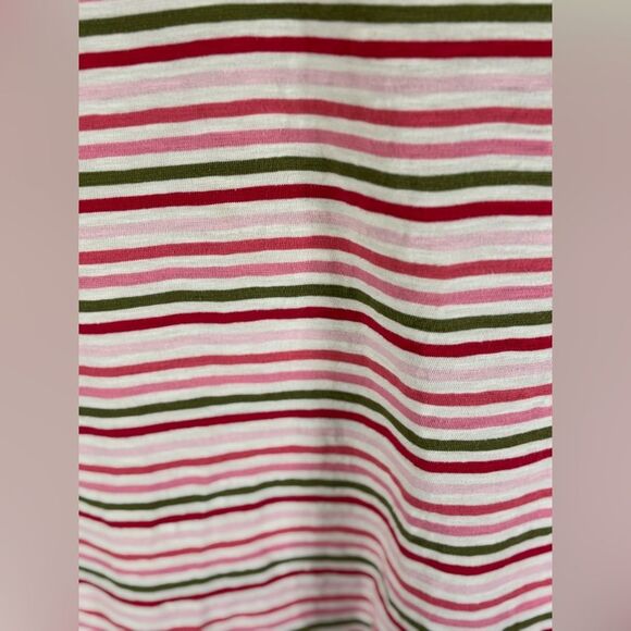 Talbots Pink Red Green Striped Preppy Classic Beachy Vacation Comfy Tshirt S - Picture 2 of 9